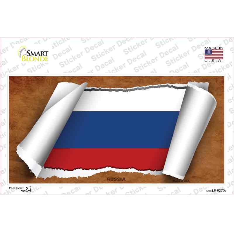 LP-9270s-M Russia Flag Scroll Novelty Sticker Decal - Medium