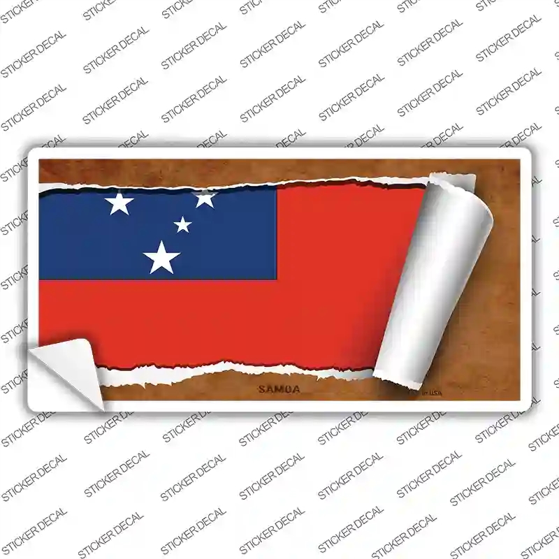 LP-9272s-L Samoa Flag Scroll Novelty Sticker Decal - Large