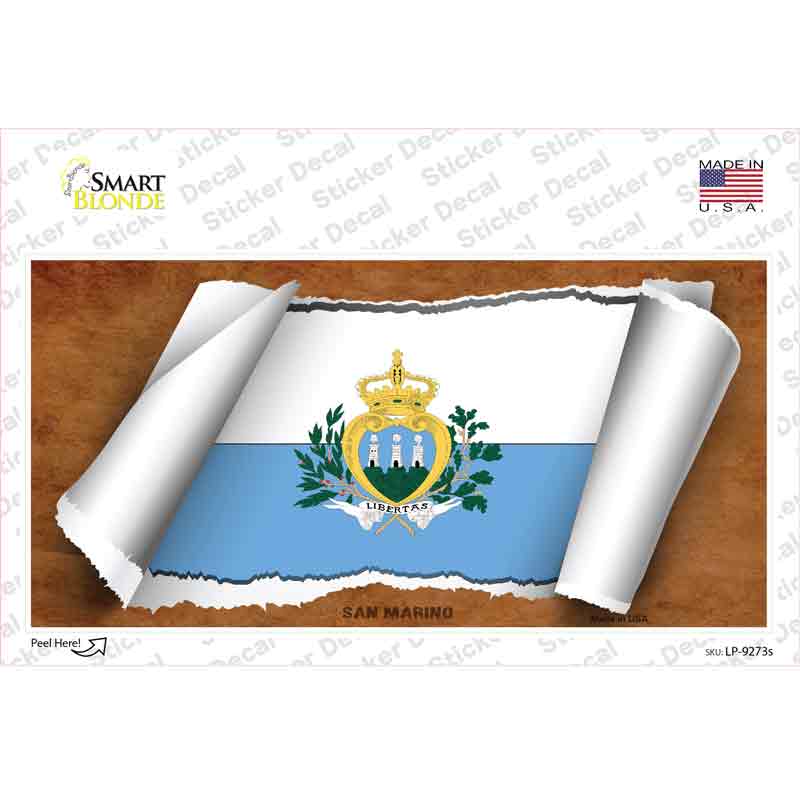 LP-9273s-M San Marino Flag Scroll Novelty Sticker Decal - Medium