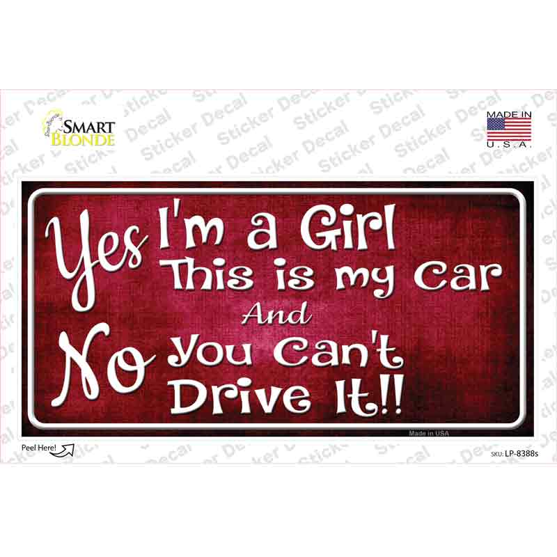 LP-8388s-M Yes Im A Girl Novelty Sticker Decal - Medium