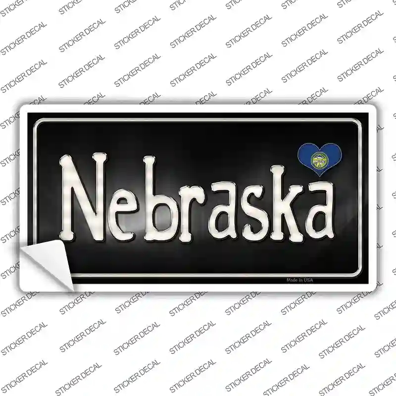 LP-9465s-L Nebraska Flag Script Novelty Sticker Decal - Large