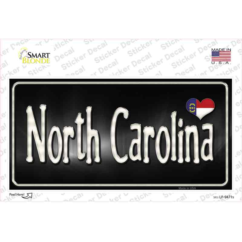 LP-9471s-M North Carolina Flag Script Novelty Sticker Decal - Medium