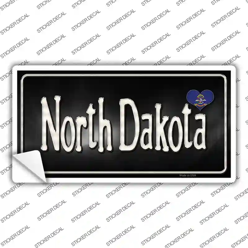 LP-9472s-L North Dakota Flag Script Novelty Sticker Decal - Large