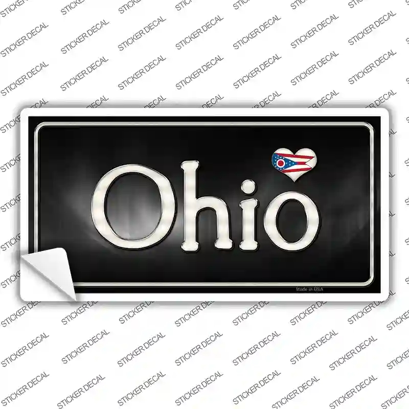 LP-9473s-L Ohio Flag Script Novelty Sticker Decal - Large