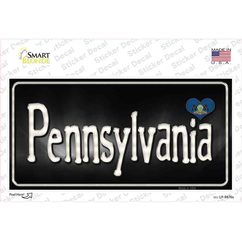LP-9476s-M Pennsylvania Flag Script Novelty Sticker Decal - Medium