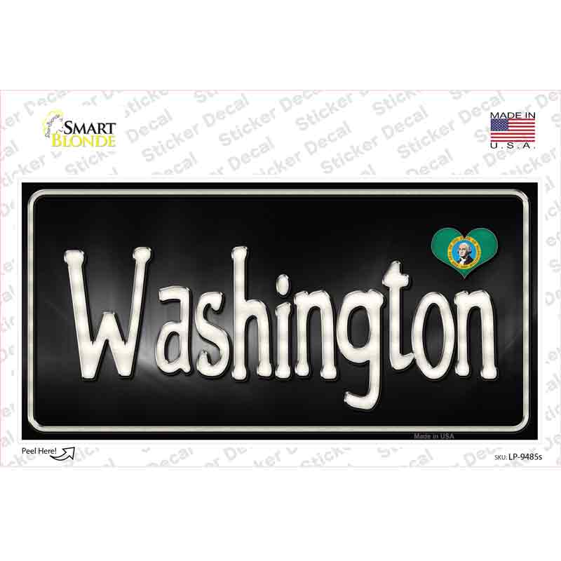LP-9485s-M Washington Flag Script Novelty Sticker Decal - Medium