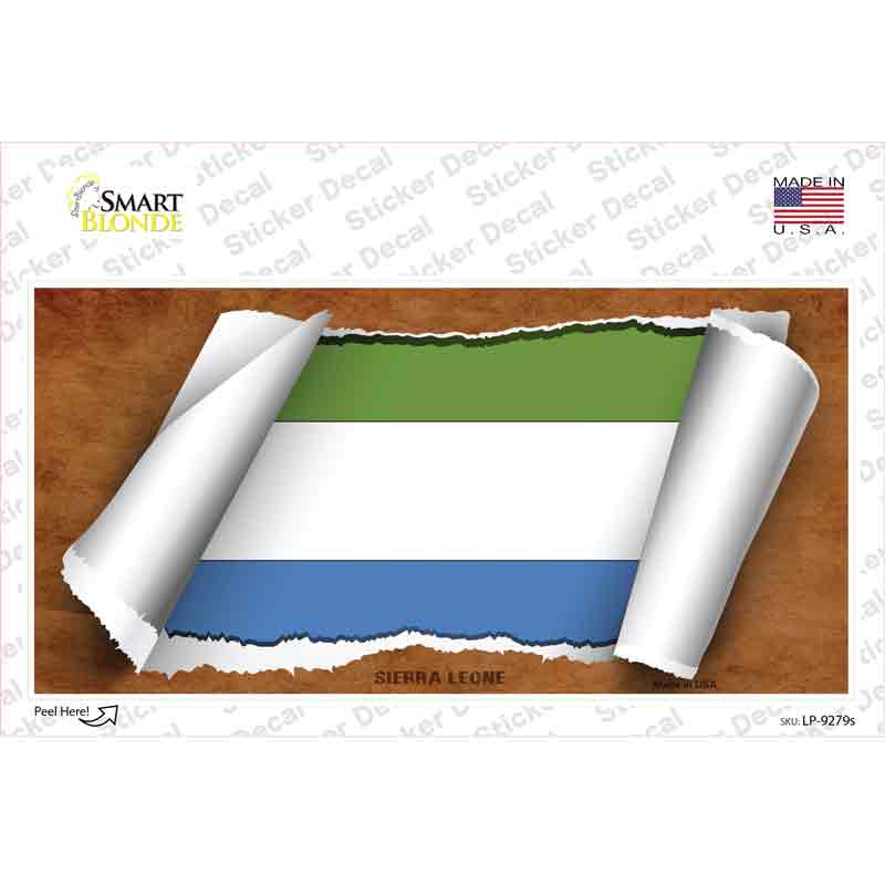 LP-9279s-M Sierra Leone Flag Scroll Novelty Sticker Decal - Medium