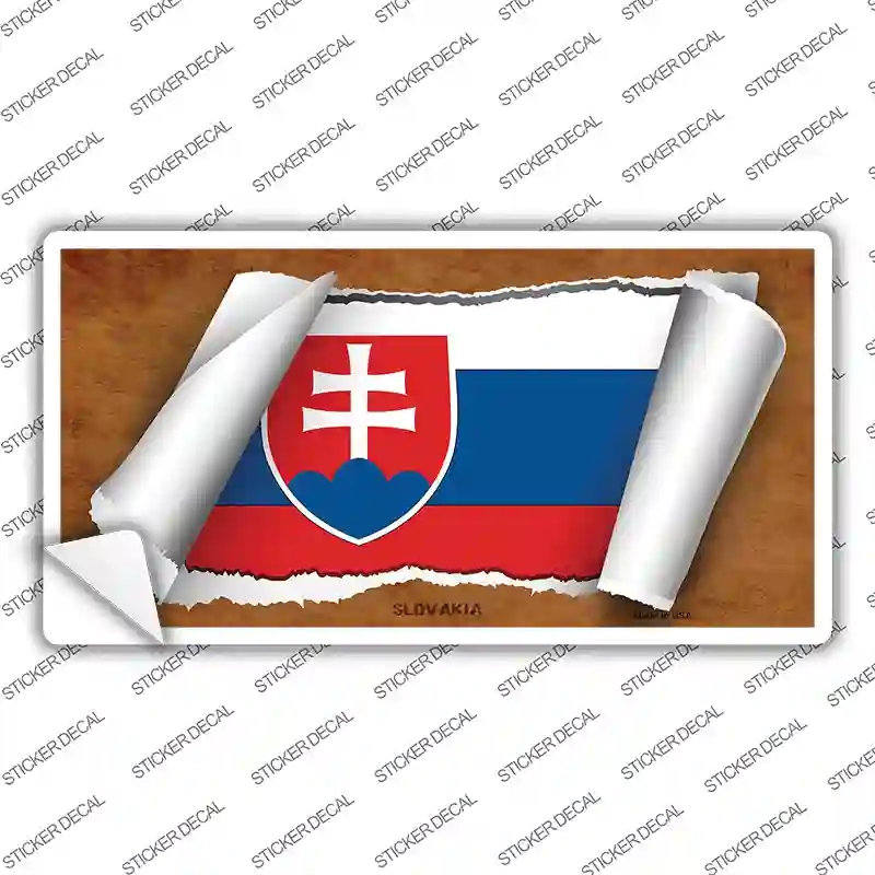 LP-9281s-S Slovakia Flag Scroll Novelty Sticker Decal - Small