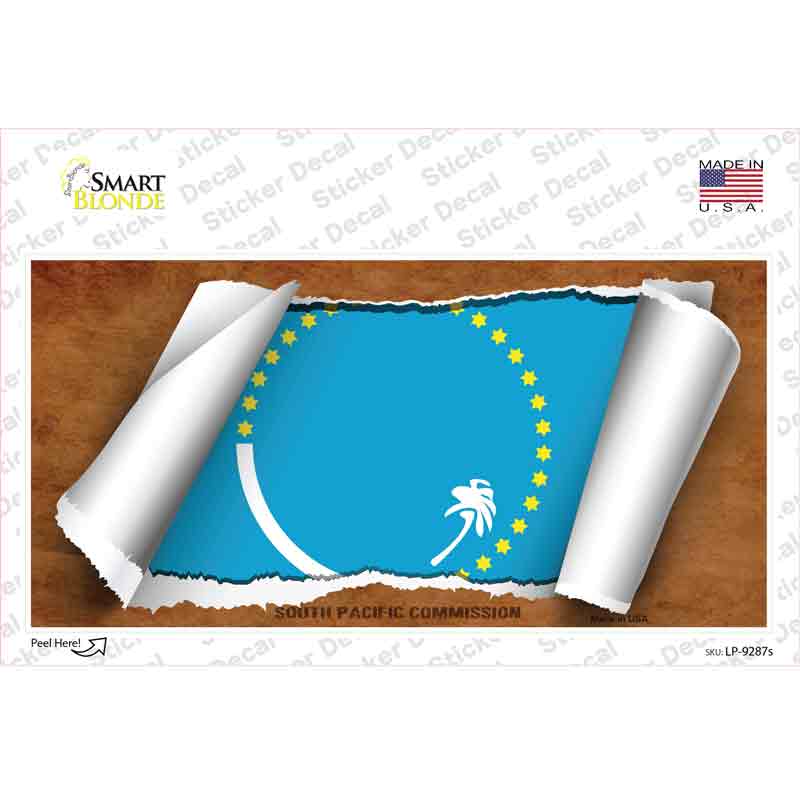 LP-9287s-M South Pacific Commission Flag Scroll Novelty Sticker Decal - Medium