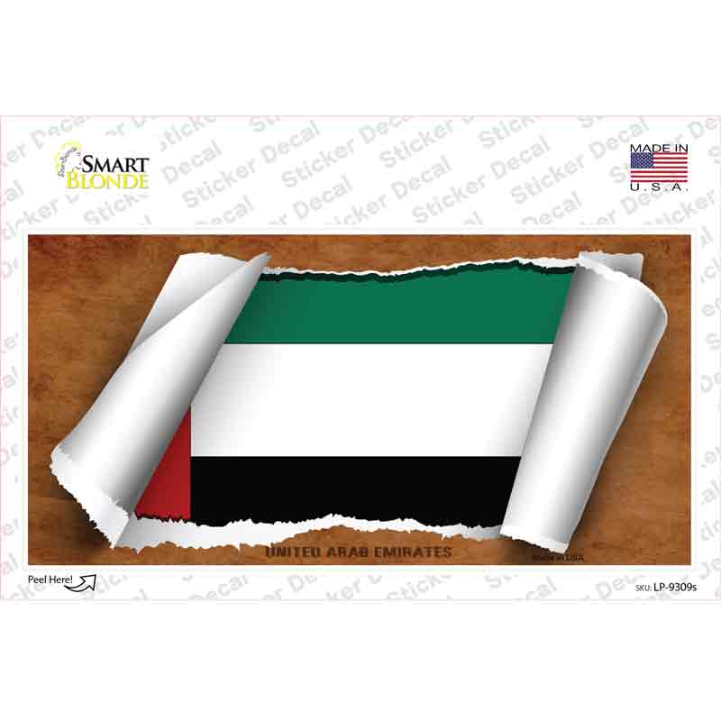 LP-9309s-M United Arab Emirates Flag Scroll Novelty Sticker Decal - Medium