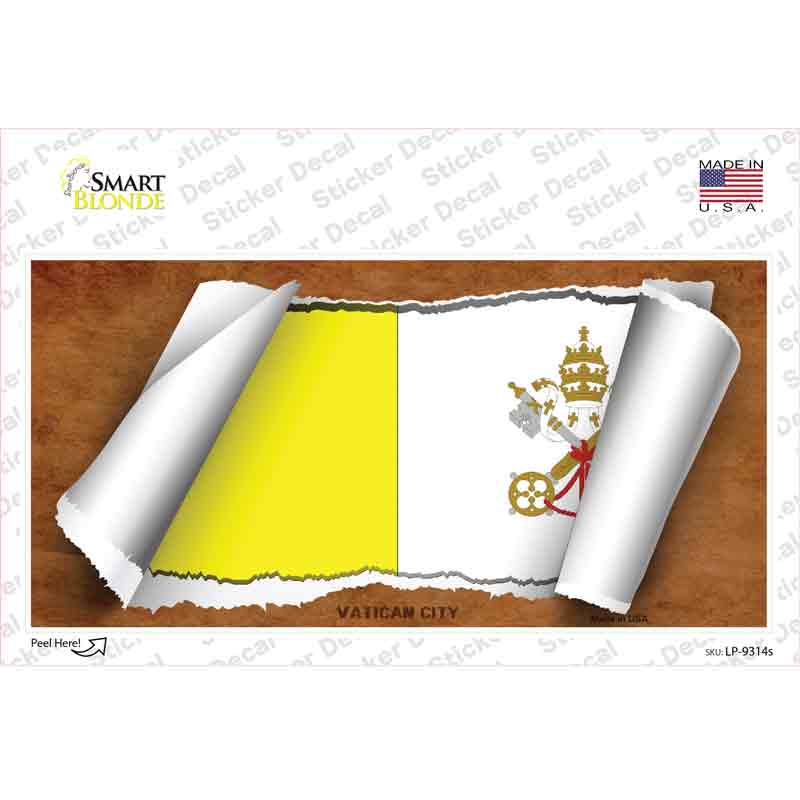 LP-9314s-M Vatican City Flag Scroll Novelty Sticker Decal - Medium