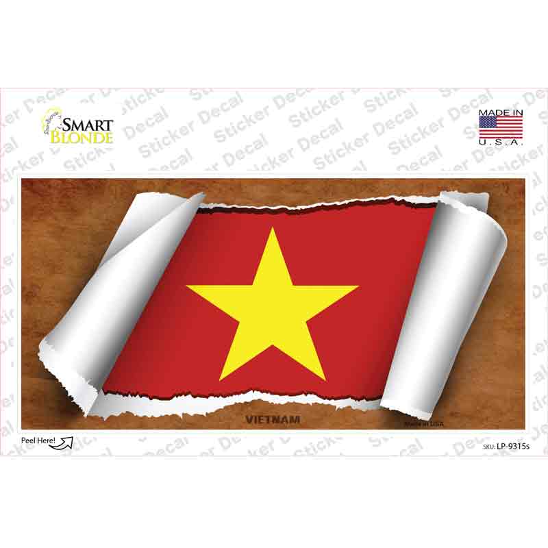 LP-9315s-M Vietnam Flag Scroll Novelty Sticker Decal - Medium