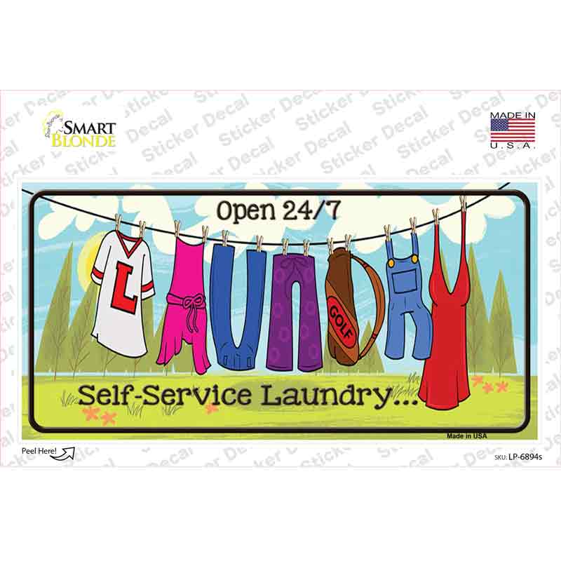 LP-6894s-M Laundry Self Service Novelty Sticker Decal - Medium
