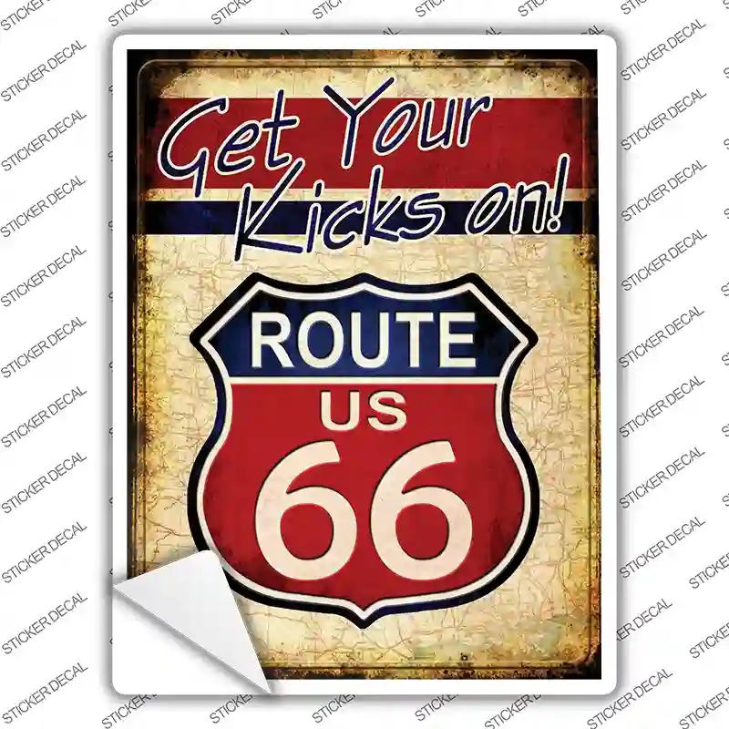 P-1321s-L Get Your Kicks on Novelty Rectangle Sticker Decal - Large