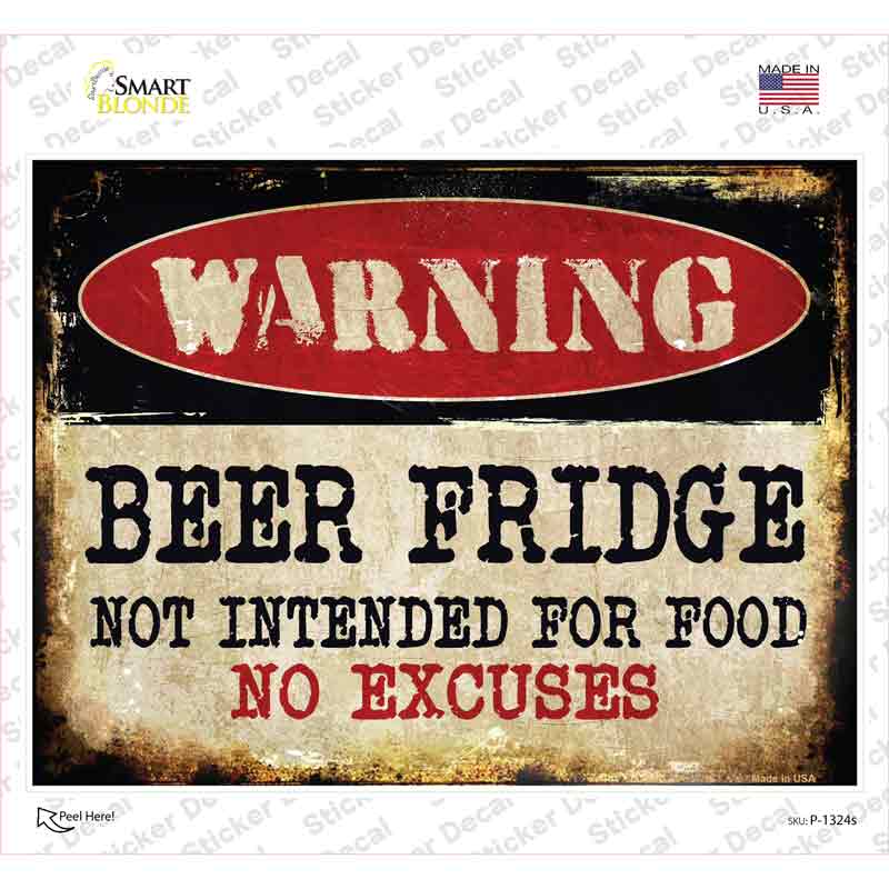 P-1324s-M Beer Fridge Novelty Rectangle Sticker Decal - Medium
