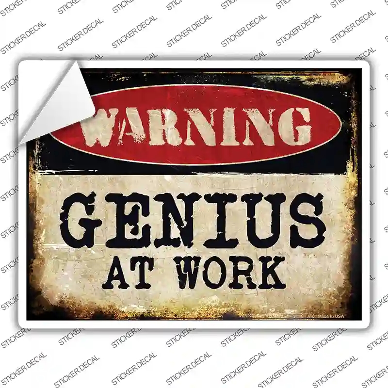 P-1330s-XL Genius At Work Novelty Rectangle Sticker Decal - Extra Large