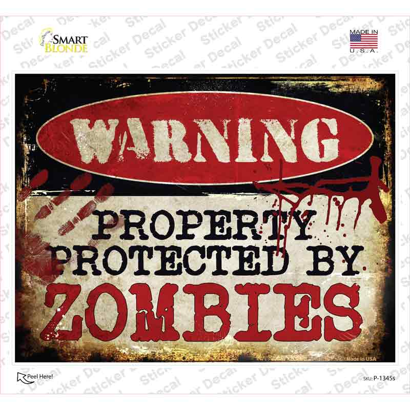 P-1345s-M Zombies Novelty Rectangle Sticker Decal - Medium