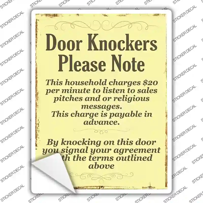 P-1244s-L Door Knockers Novelty Rectangle Sticker Decal - Large