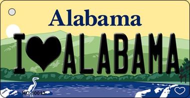 KC-10013 I Love Alabama Background, Key Chain Metal Novelty