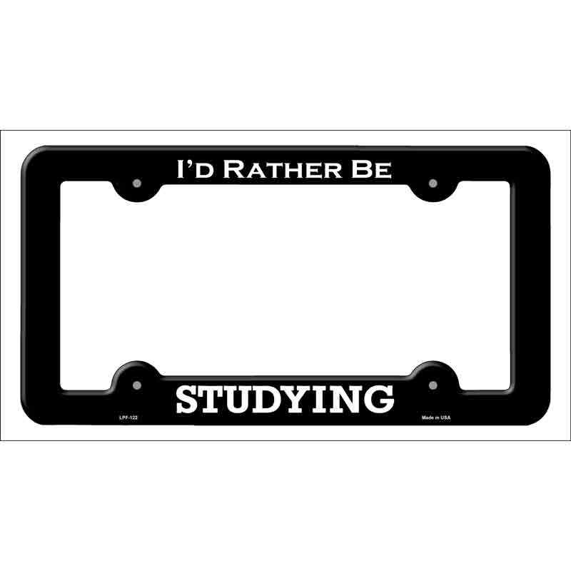 LPF-122b 12 x 6 in. Studying Novelty Metal License Plate Frame - Black