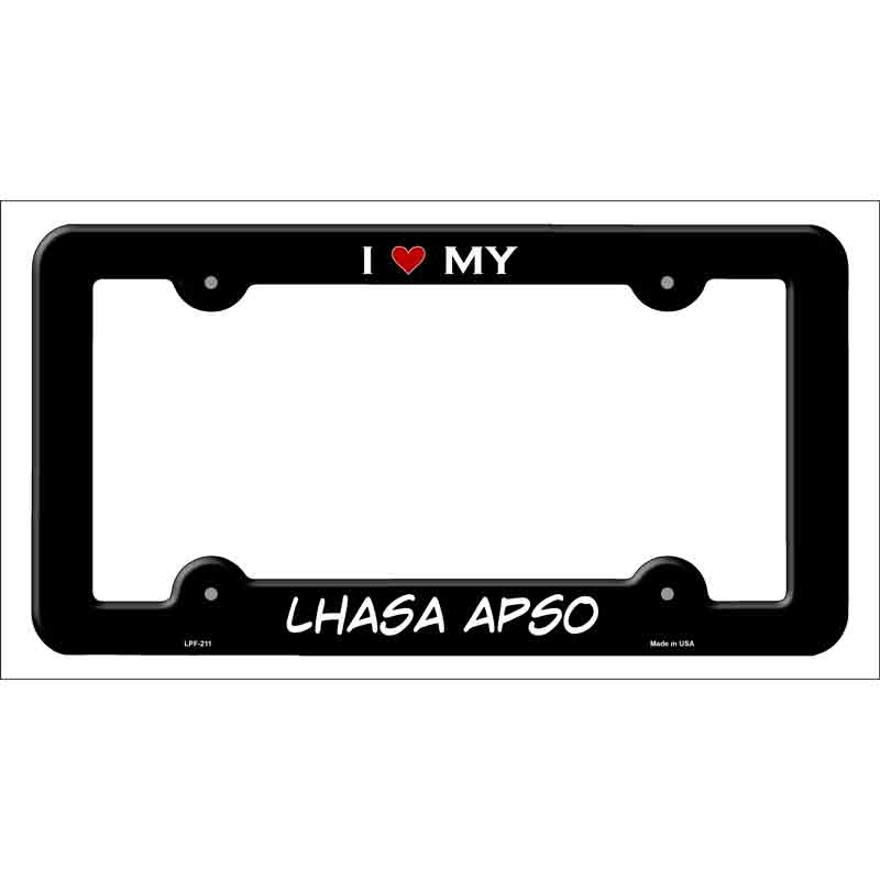 LPF-211b 12 x 6 in. Lhasa Apso Novelty Metal License Plate Frame - Black