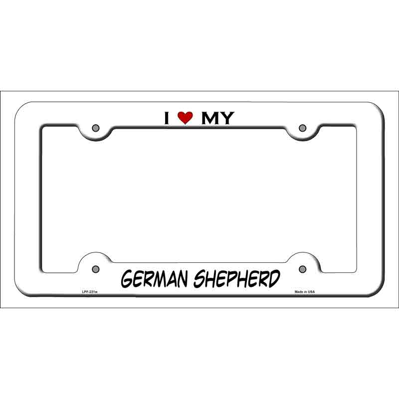 LPF-231w 12 x 6 in. German Shepherd Novelty Metal License Plate Frame - White
