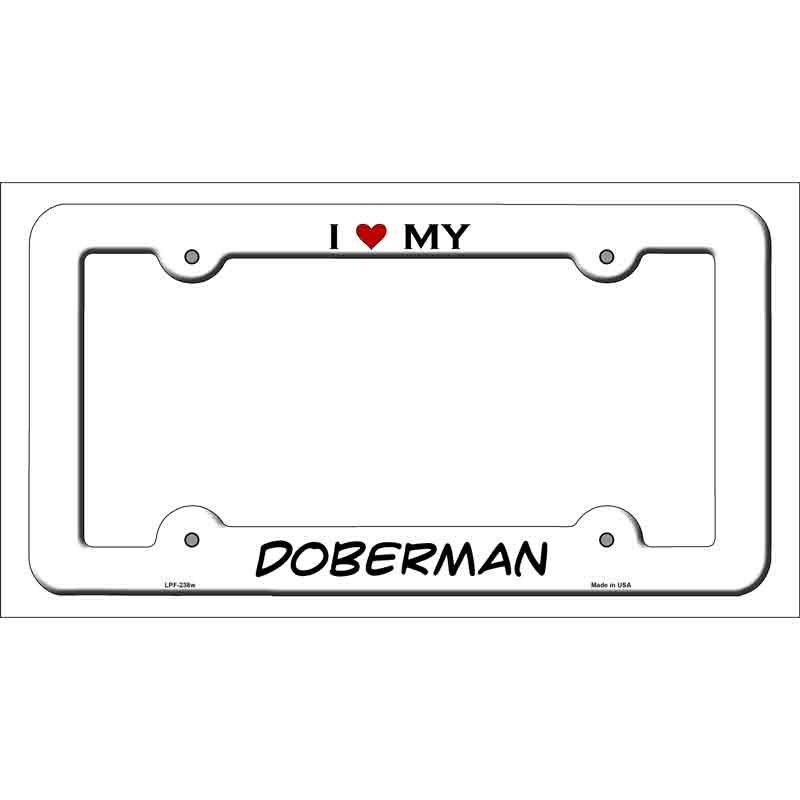 LPF-238w 12 x 6 in. Doberman Novelty Metal License Plate Frame - White