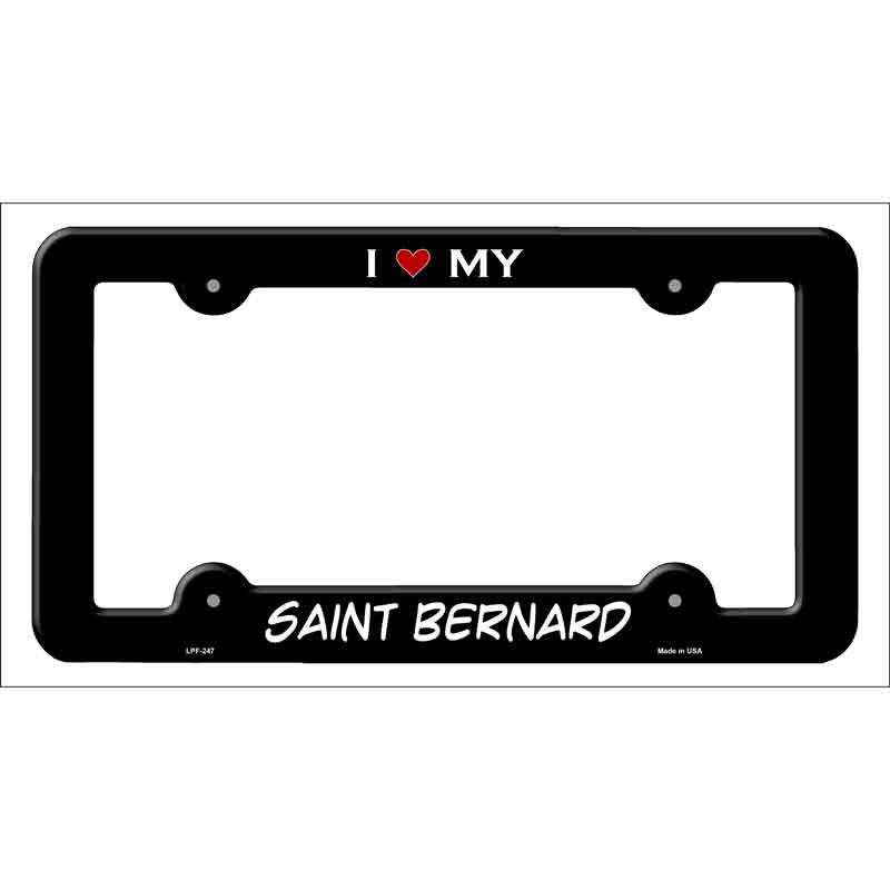 LPF-247b 12 x 6 in. Saint Bernard Novelty Metal License Plate Frame - Black