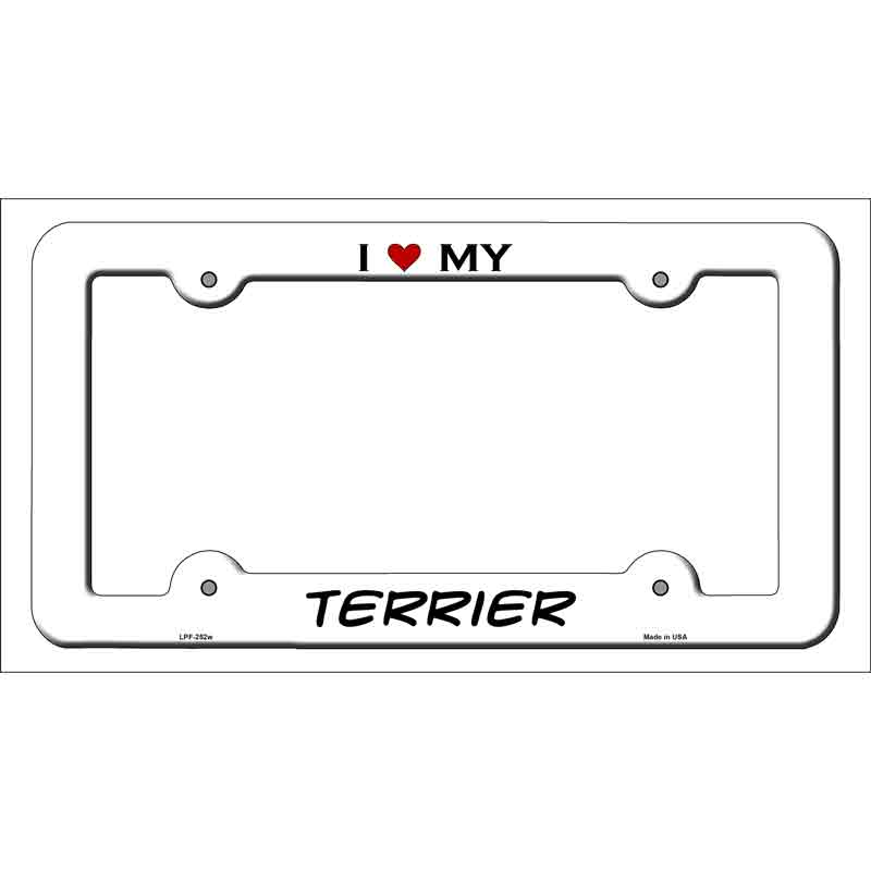LPF-252w 12 x 6 in. Terrier Novelty Metal License Plate Frame - White