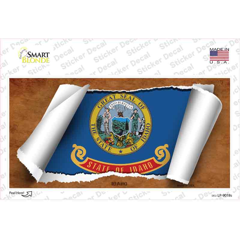 LP-9018s-M Idaho Flag Scroll Novelty Sticker Decal - Medium