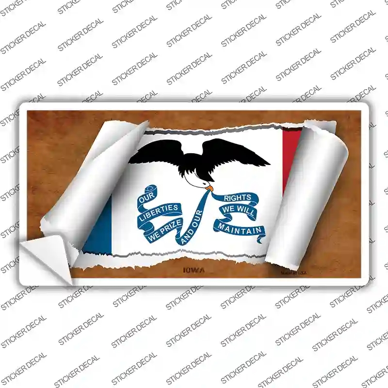 LP-9021s-XL Iowa Flag Scroll Novelty Sticker Decal - Extra Large