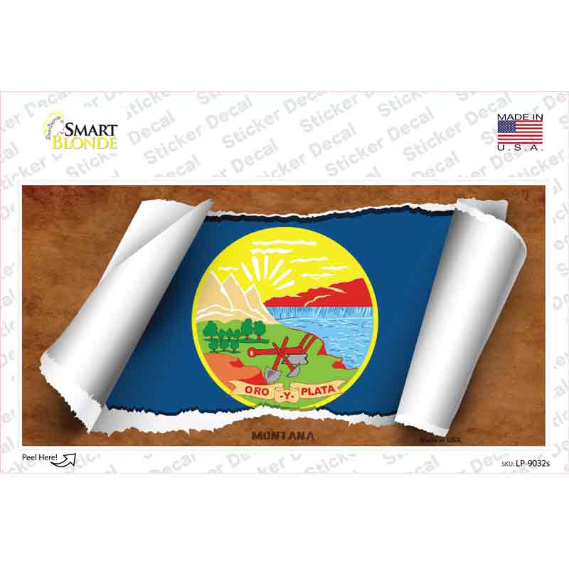 LP-9032s-M Montana Flag Scroll Novelty Sticker Decal - Medium