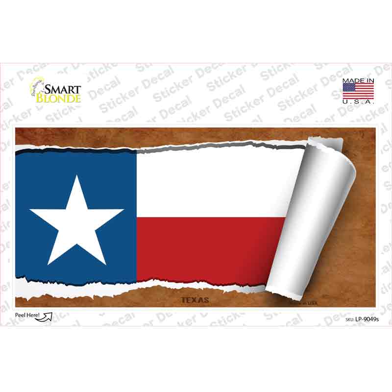 LP-9049s-M Texas Flag Scroll Novelty Sticker Decal - Medium