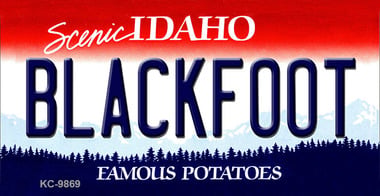 KC-9869 Blackfoot Idaho State Background Metal Novelty, Key Chain