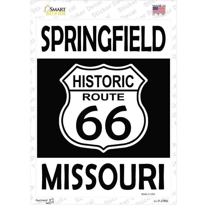 P-2780s-M Springfield Missouri Historic Route 66 Novelty Rectangle Sticker Decal - Medium