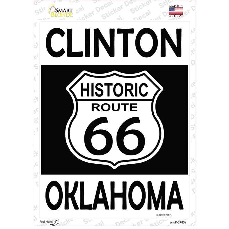 P-2785s-M Clinton Oklahoma Historic Route 66 Novelty Rectangle Sticker Decal - Medium
