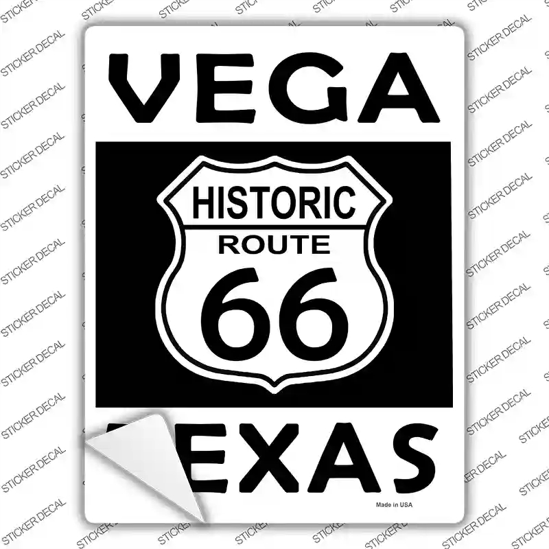 P-2791s-S Vega Texas Historic Route 66 Novelty Rectangle Sticker Decal - Small