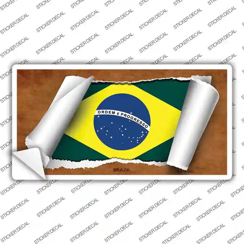 LP-9068s-XL Brazil Flag Scroll Novelty Sticker Decal - Extra Large