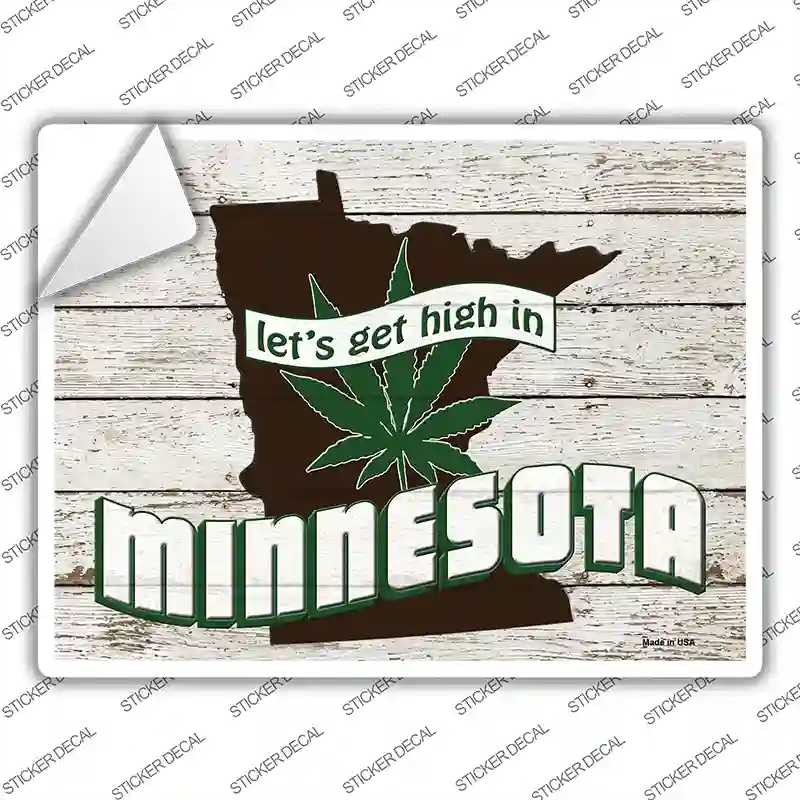 P-3220s-L Get High in Minnesota Novelty Rectangle Sticker Decal - Large