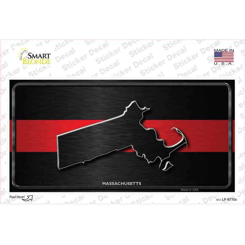 LP-9710s-M Massachusetts Thin Red Line Novelty Sticker Decal - Medium