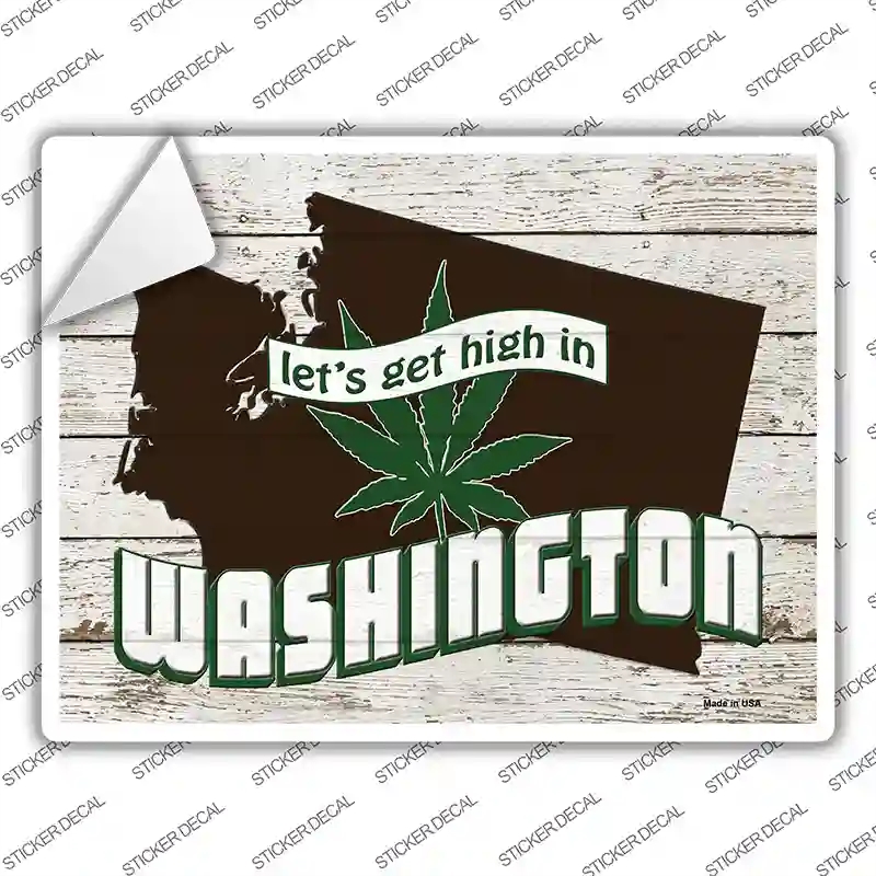 P-3244s-L Get High in Washington Novelty Rectangle Sticker Decal - Large