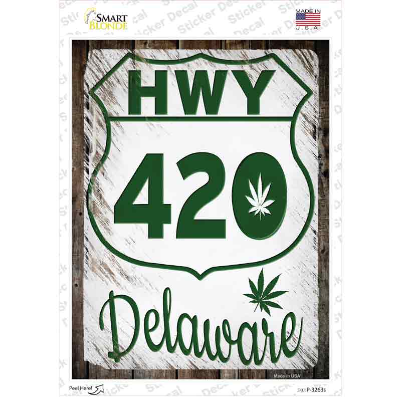 P-3263s-M HWY 420 Delaware Novelty Rectangle Sticker Decal - Medium