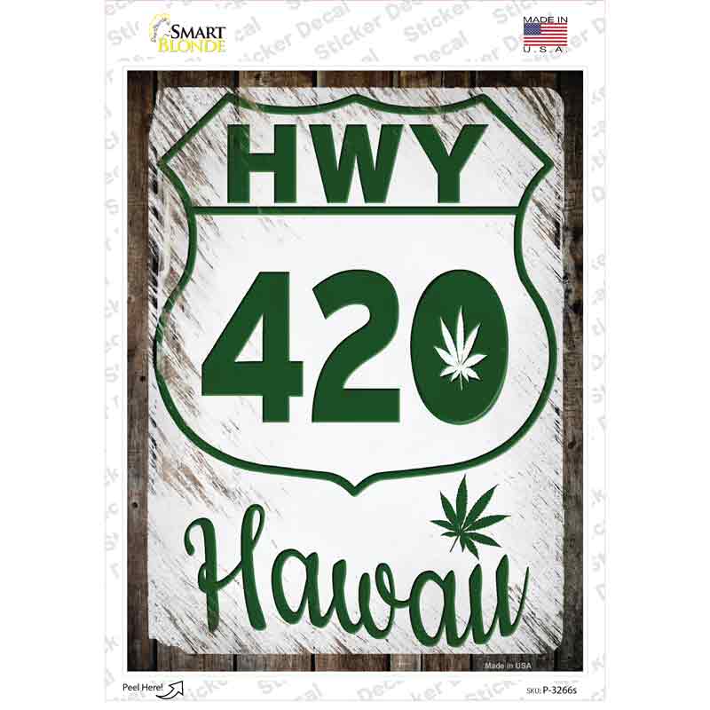 P-3266s-M HWY 420 Hawaii Novelty Rectangle Sticker Decal - Medium