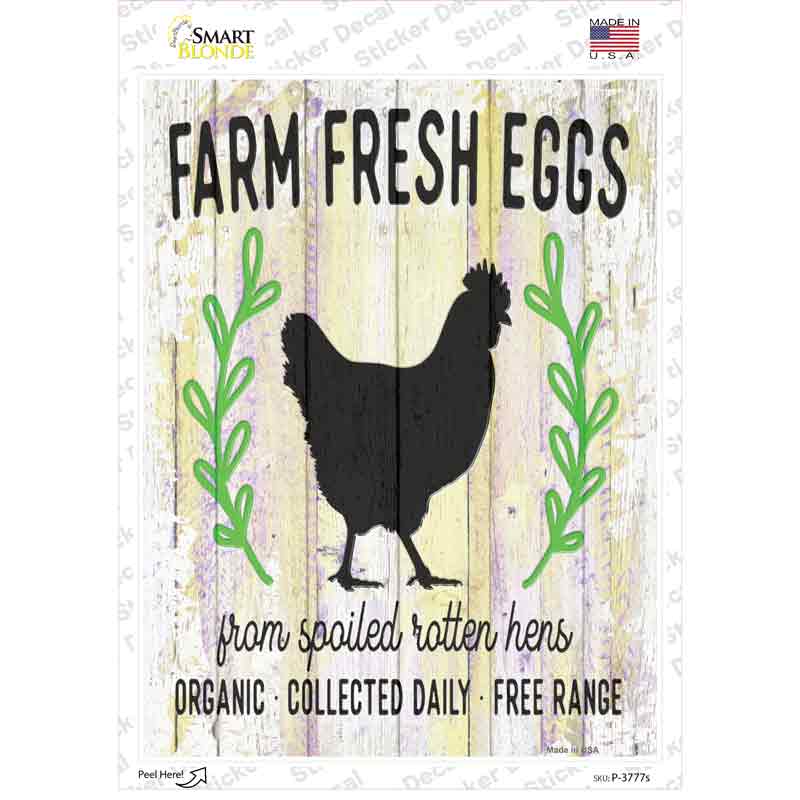 P-3777s-M Farm Fresh Eggs Chickens Novelty Rectangle Sticker Decal - Medium