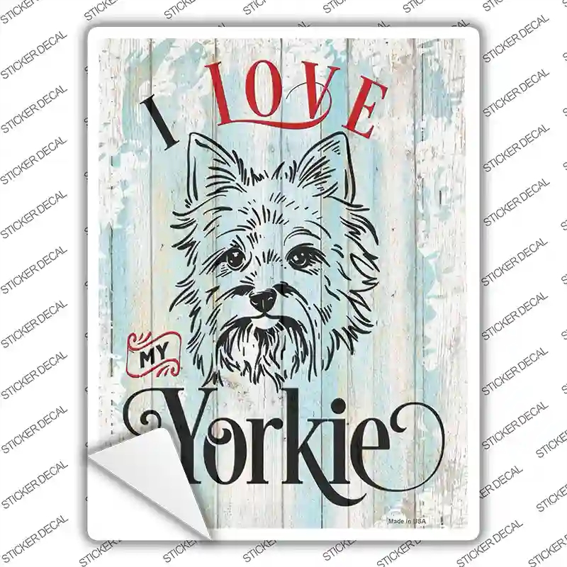 P-3801s-S I Love My Yorkie Novelty Rectangle Sticker Decal - Small