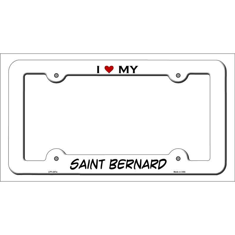 LPF-247w 12 x 6 in. Saint Bernard Novelty Metal License Plate Frame - White