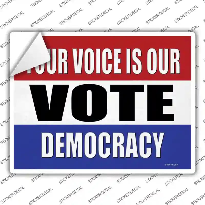 P-3318s-L Vote Democracy Novelty Rectangle Sticker Decal - Large