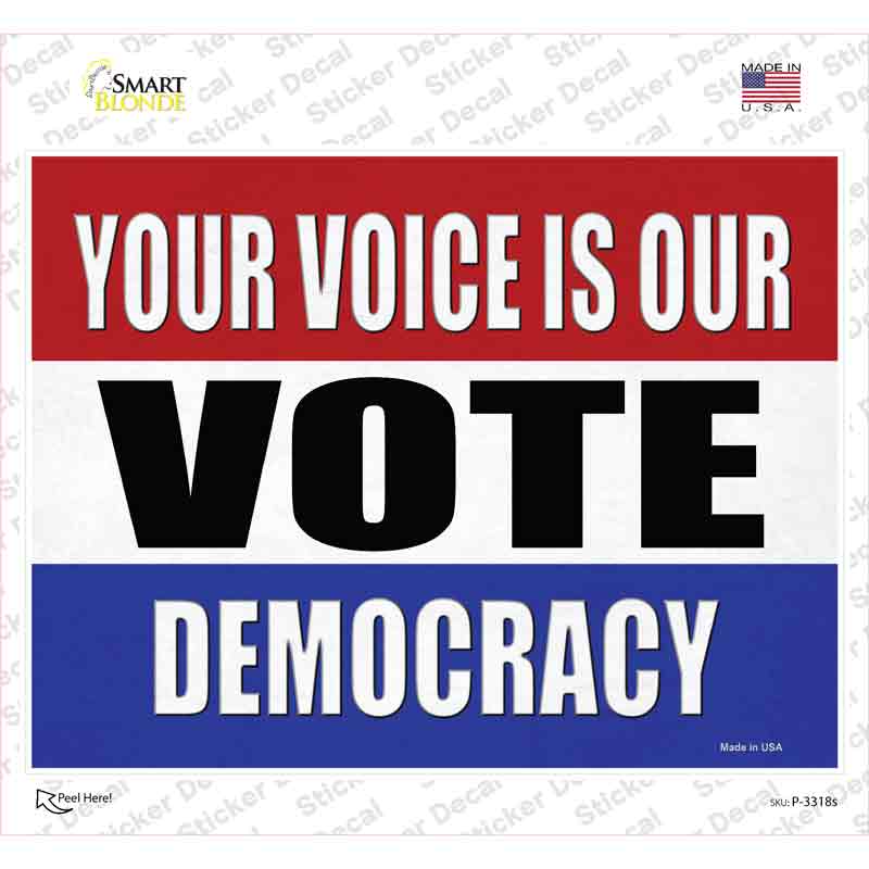 P-3318s-M Vote Democracy Novelty Rectangle Sticker Decal - Medium