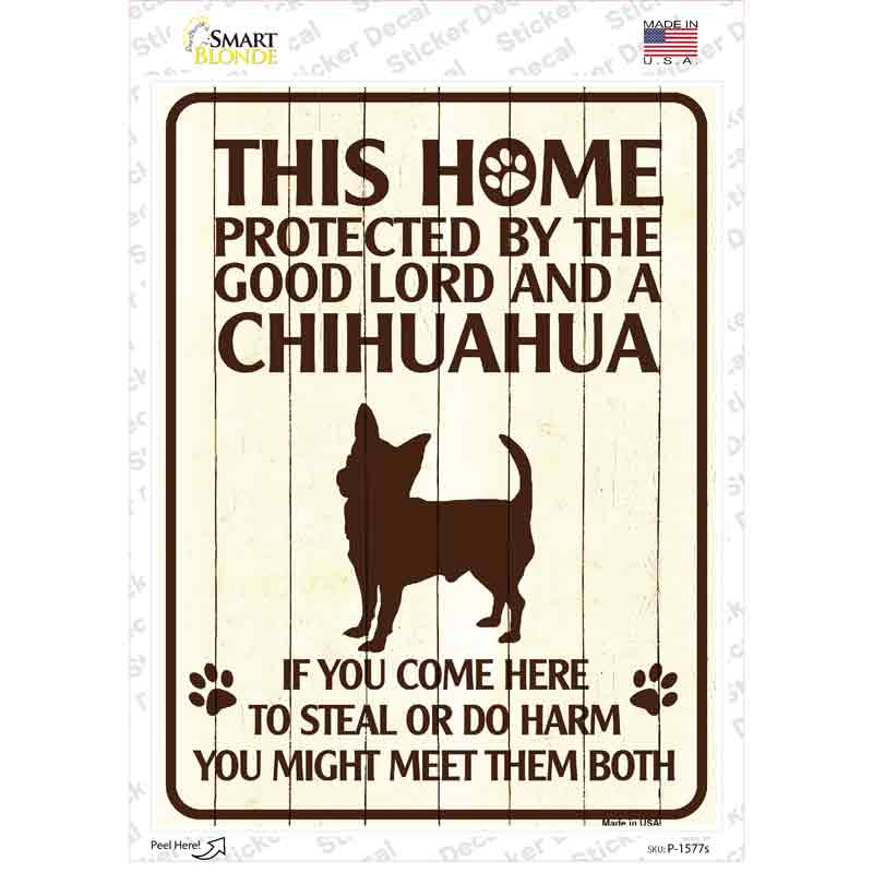 P-1577s-M Chihuahua Protected Novelty Rectangle Sticker Decal - Medium