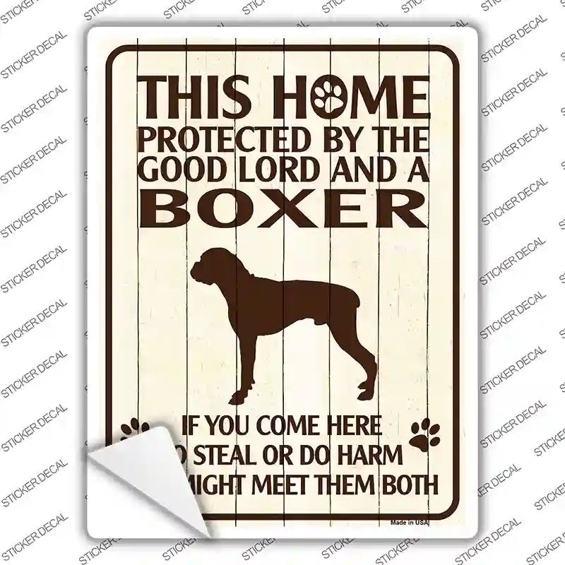 P-1578s-S Boxer Protected Novelty Rectangle Sticker Decal - Small